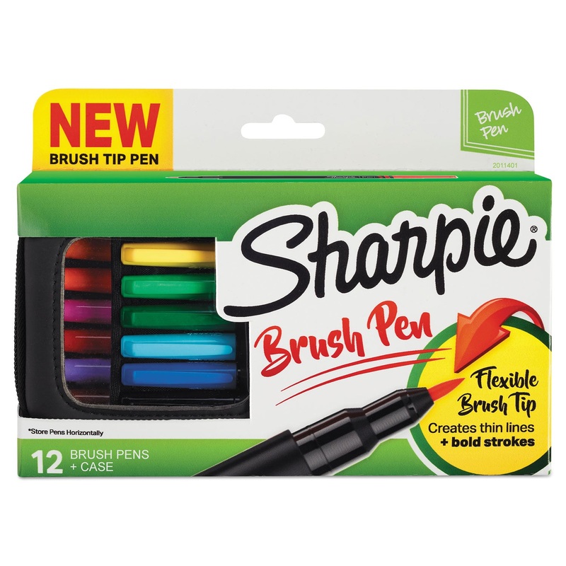BRUSH TIP PENS, FINE, ASSORTED COLORS, DOZEN