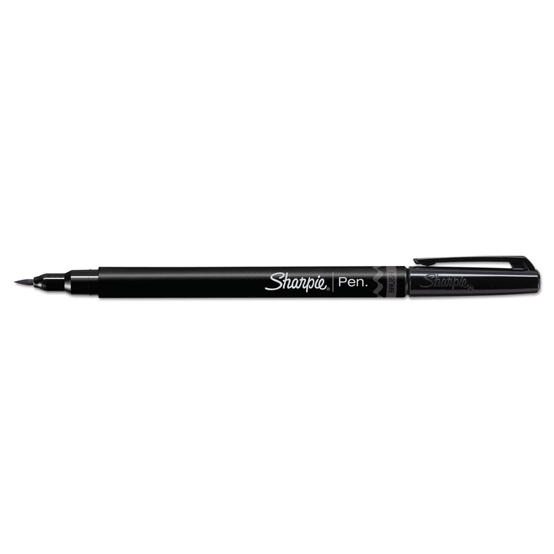 BRUSH TIP PENS, FINE, BLACK, DOZEN