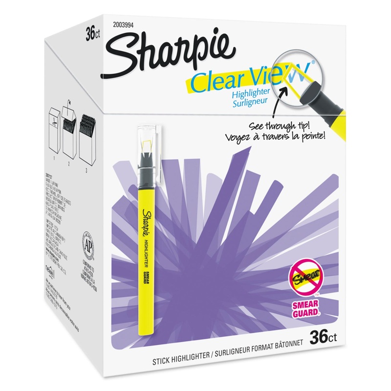 CLEARVIEW PEN-STYLE HIGHLIGHTER, CHISEL TIP, ASSORTED COLORS, 36/PACK
