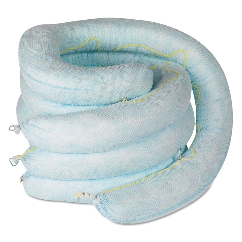 Env Oil-Only Sorbent Booms, 16.25gal, 8″dia X 10ft, White/blue, 4/bundle