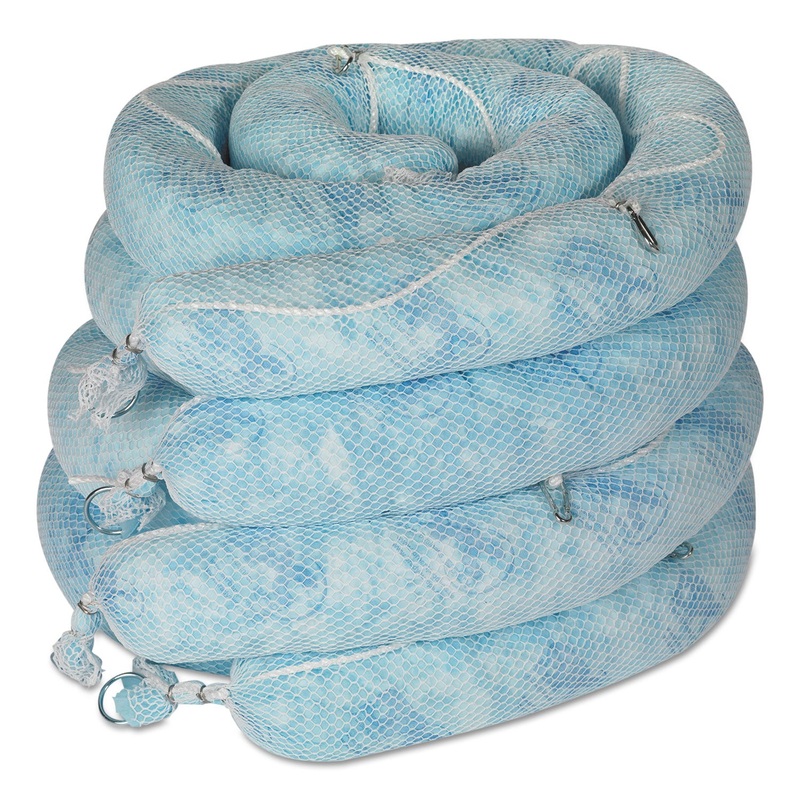 Env Oil-Only Sorbent Booms, 8gal, 5″dia X 10ft, White/blue, 4/bundle