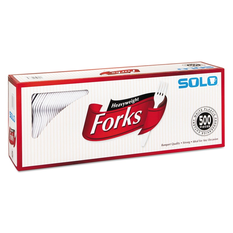 HEAVYWEIGHT PLASTIC CUTLERY, FORKS, WHITE, 6.41″, 500/CARTON