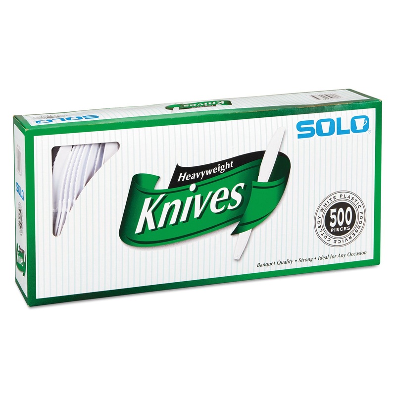 HEAVYWEIGHT PLASTIC CUTLERY, KNIVES, WHITE, 7″, 500/CARTON