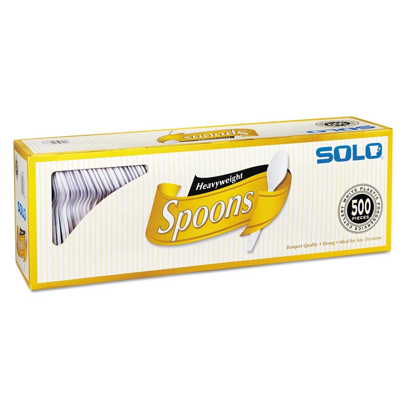 HEAVYWEIGHT PLASTIC CUTLERY, SPOONS, WHITE, 6″, 500/CARTON