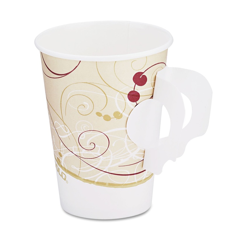Hot Cups, W/paper Handle, Symphony Design, 8oz, Beige, 1000/carton