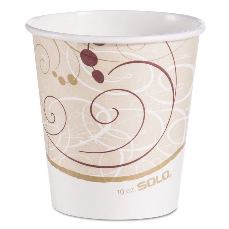Paper Hot Cups In Symphony Design, 10 Oz, Beige/white/red, 1000/carton