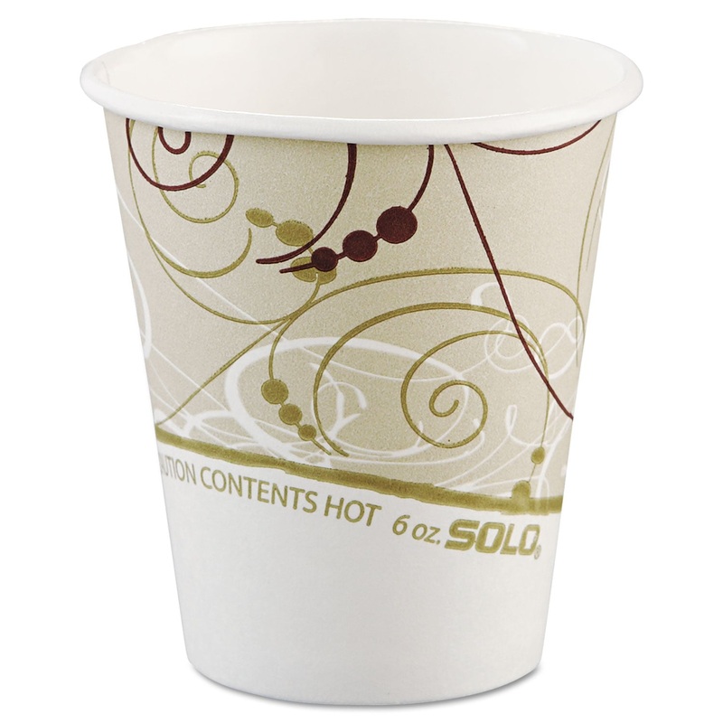 Paper Hot Cups In Symphony Design, Polylined, 6oz, Beige/white, 1000/carton