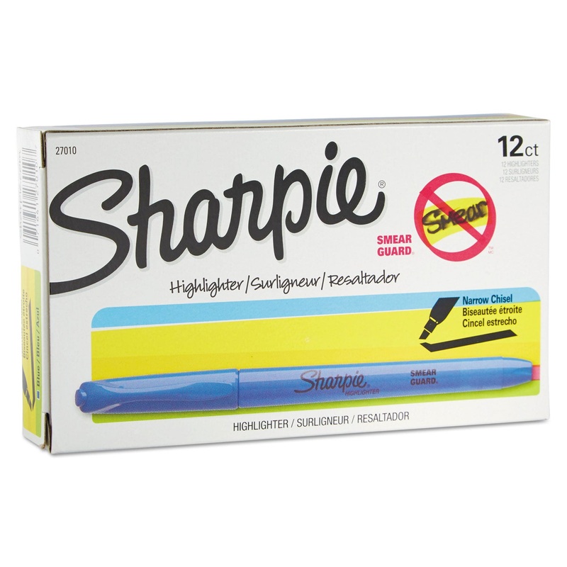 POCKET STYLE HIGHLIGHTERS, CHISEL TIP, LIGHT BLUE, DOZEN