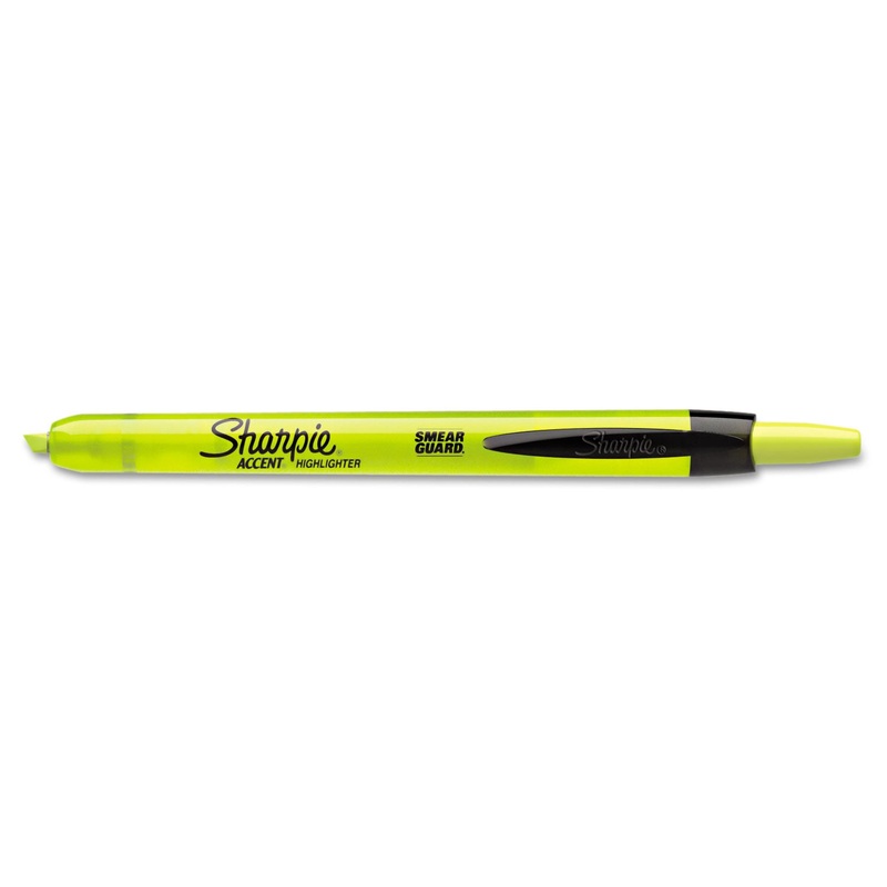 RETRACTABLE HIGHLIGHTERS, CHISEL TIP, FLUORESCENT YELLOW, DOZEN
