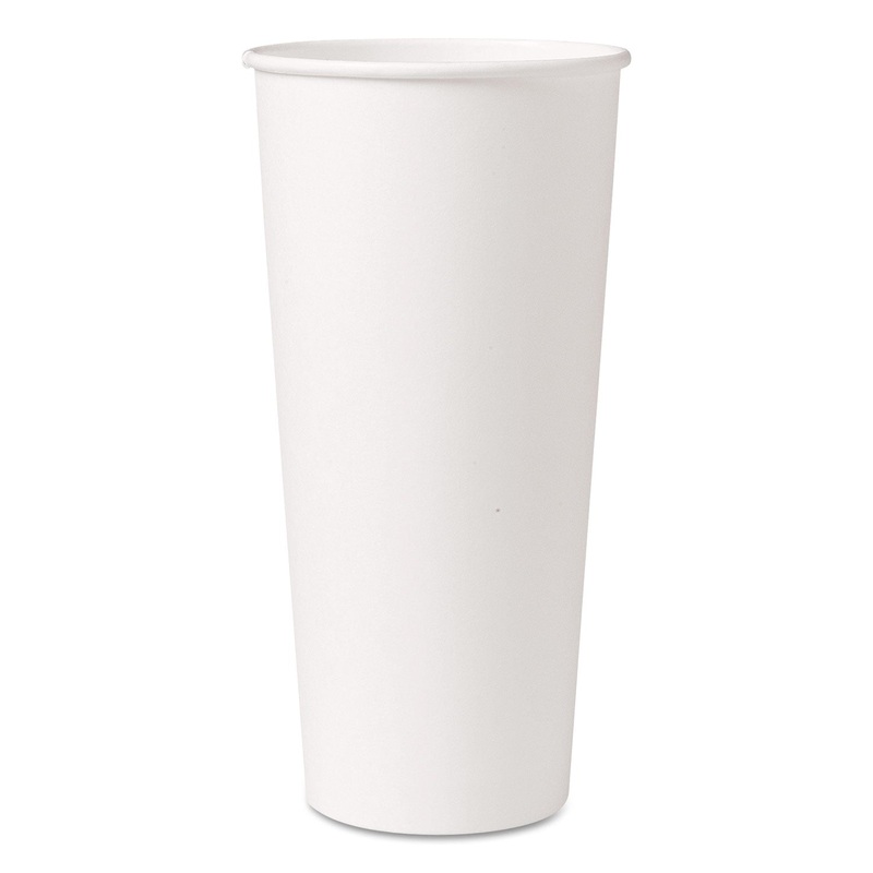 Single-Sided Poly Paper Hot Cups, 24 Oz, White, 25/bag, 20 Bags/carton