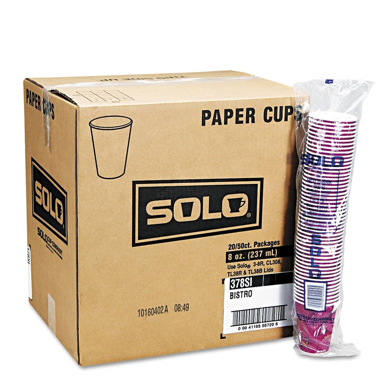 SOLO BISTRO DESIGN HOT DRINK CUPS, PAPER, 10OZ, 1000/CARTON
