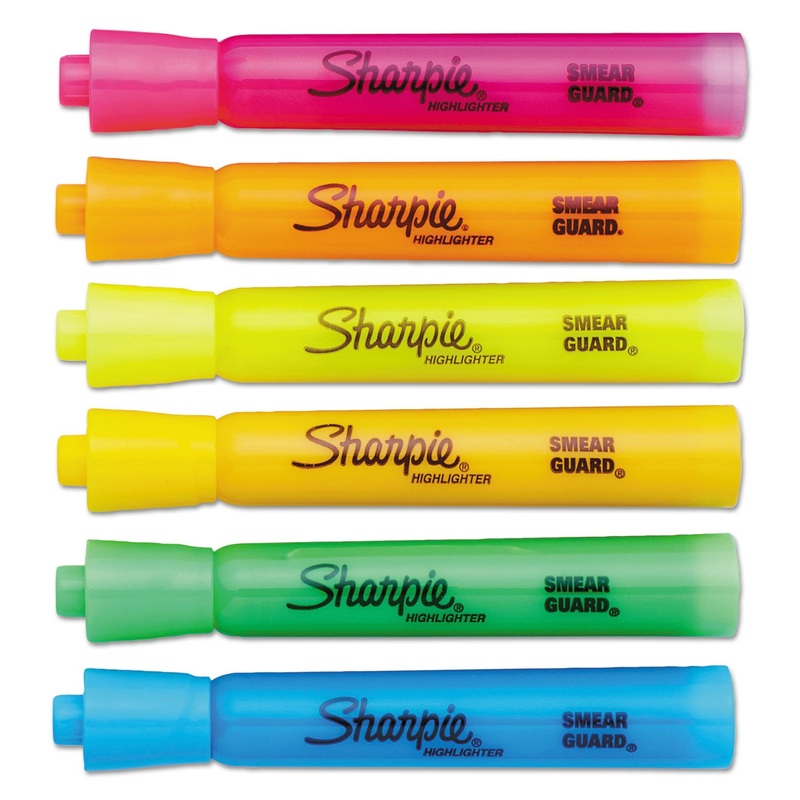 TANK STYLE HIGHLIGHTERS, CHISEL TIP, ASSORTED COLORS, DOZEN