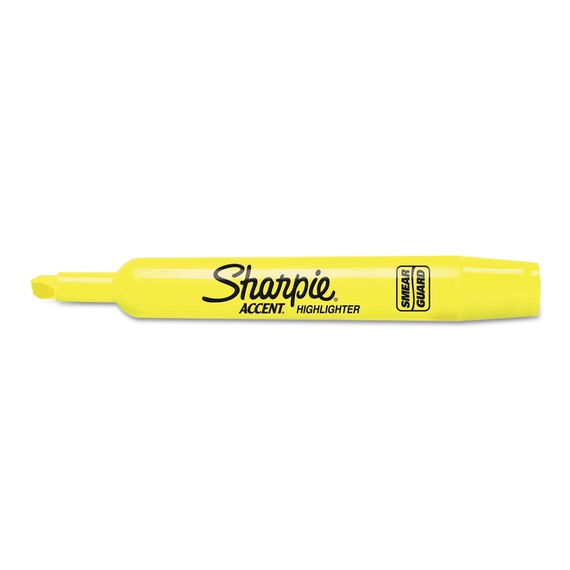 TANK STYLE HIGHLIGHTERS, CHISEL TIP, FLUORESCENT YELLOW, 36/BOX