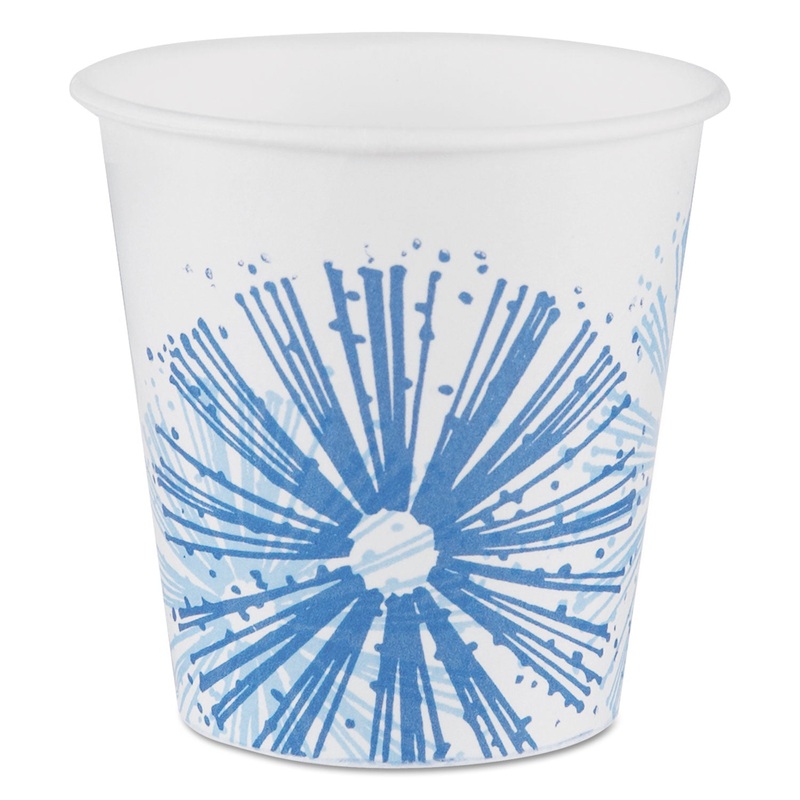 Alcohol-Resistant Treated Paper Cold Cups,3oz, Starlite/white-Blue,100/pk, 24/ct