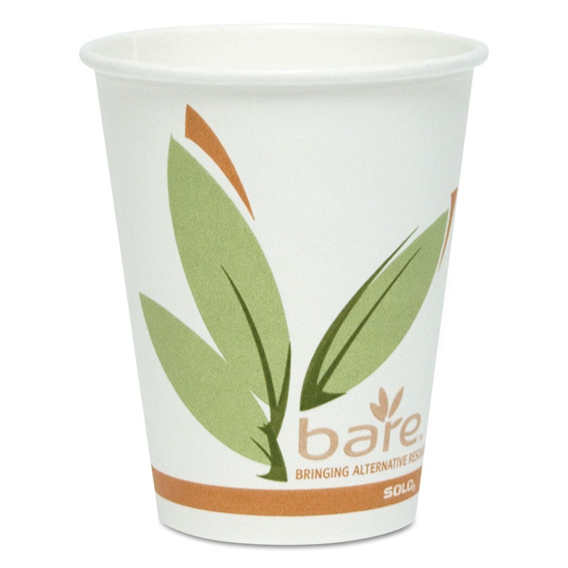 Bare By Solo Eco-Forward Recycled Content Pcf Paper Hot Cups, 8 Oz, 500/carton