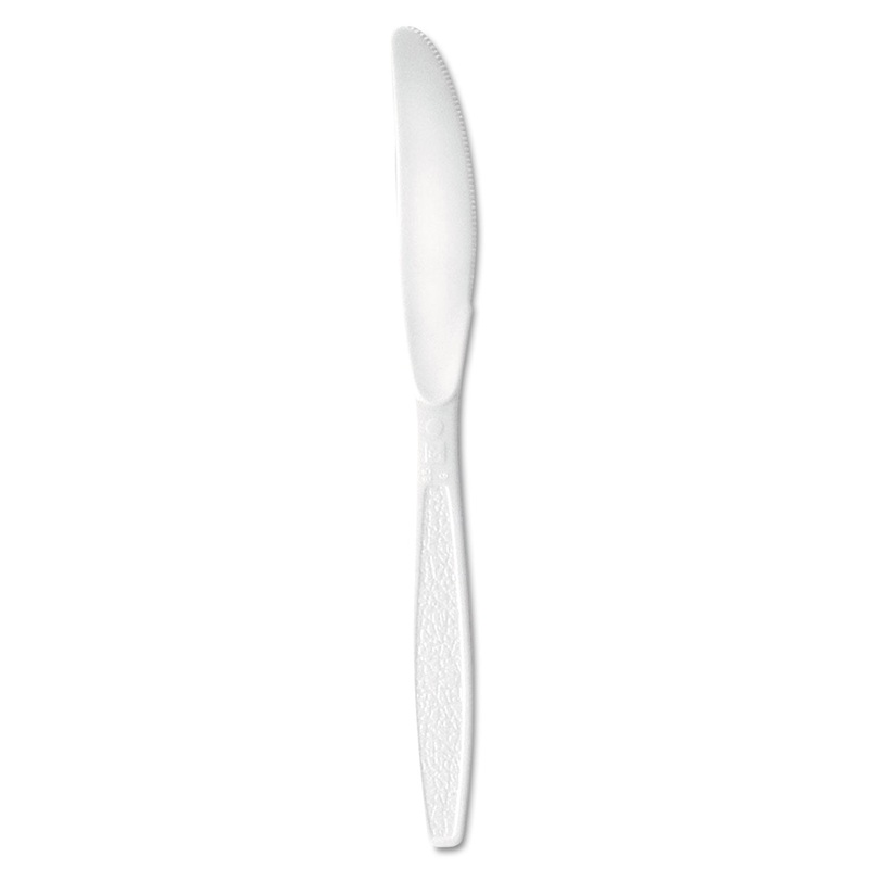 Extra-Heavy Polystyrene Knives, White, Guildware Design, Bulk, 1,000/case