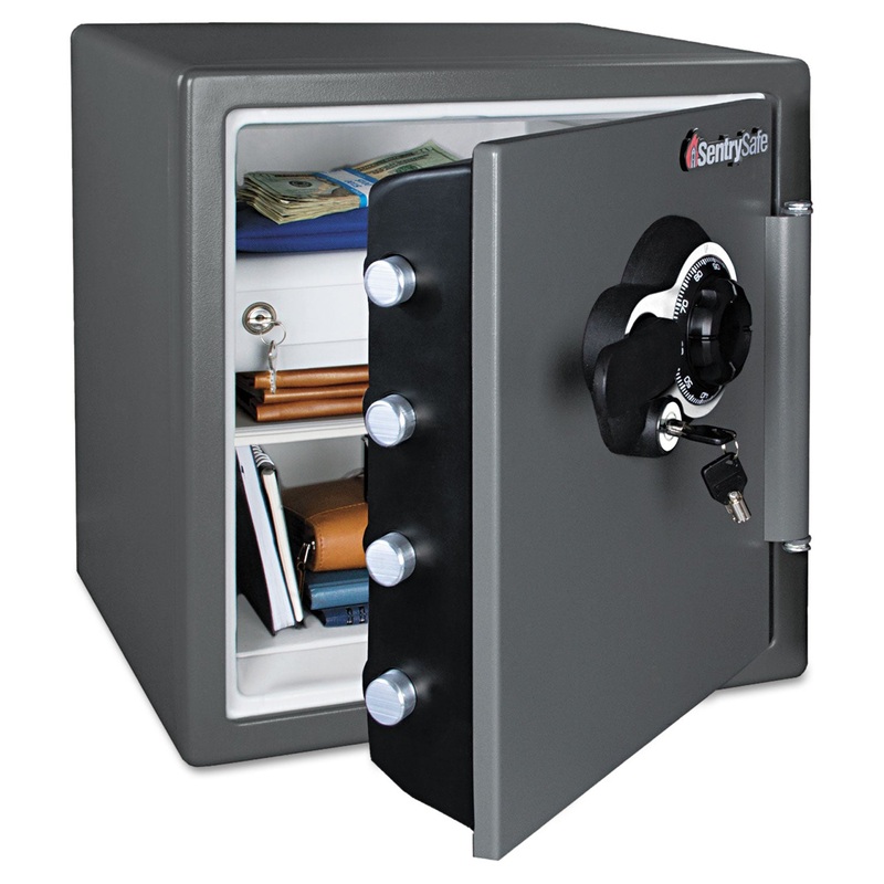 FIRE-SAFE WITH COMBINATION ACCESS, 1.23 CU FT, 16.38W X 19.38D X 17.88H, GRAY