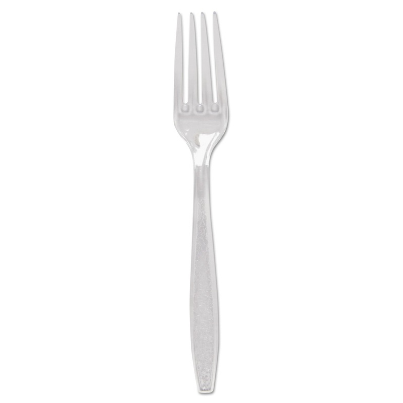 Guildware Heavyweight Plastic Cutlery, Forks, Clear, 1000/carton