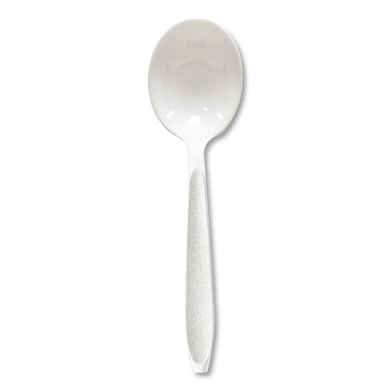 HEAVYWEIGHT PLASTIC CUTLERY, SOUP SPOONS, WHITE, 5″, 1000/CARTON