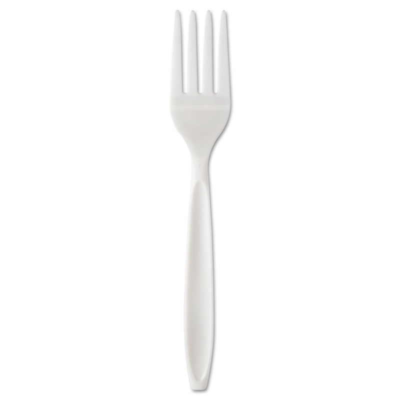 Individually Wrapped Reliance Medium Heavy Weight Cutlery, Fork, White, 1000/ct