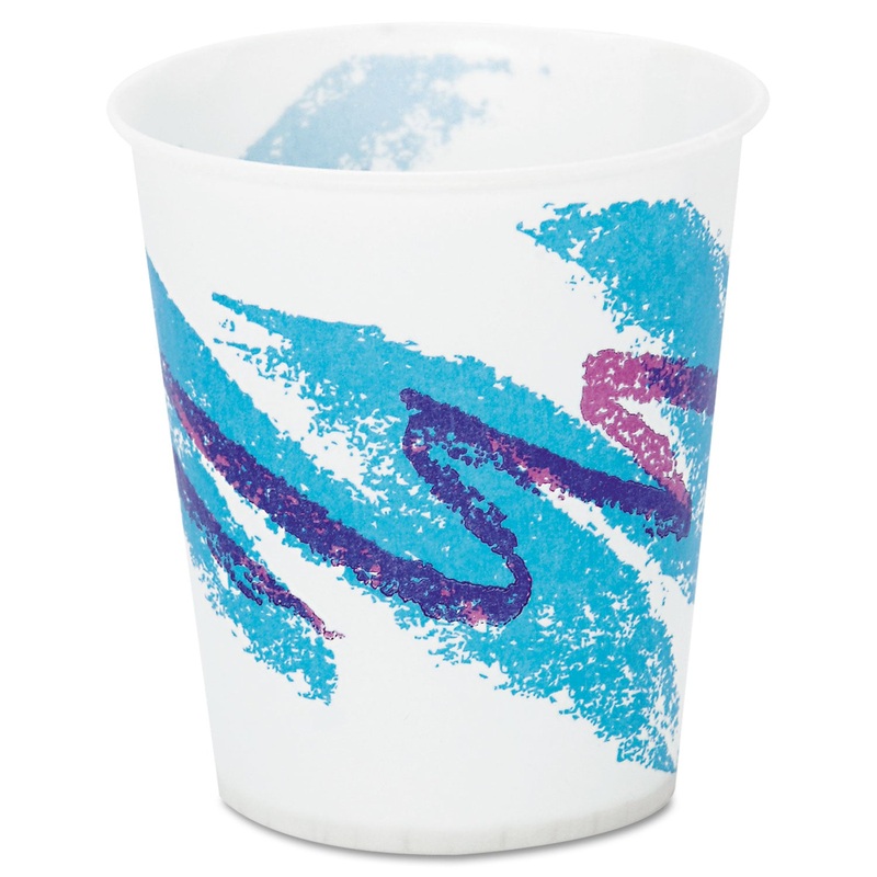 Jazz Waxed Paper Cold Cups, 5oz, Tide Design, 3000/carton