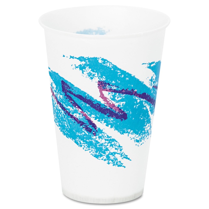 Jazz Waxed Paper Cold Cups, 7oz, Tide Design, 100/pack, 20 Packs/carton