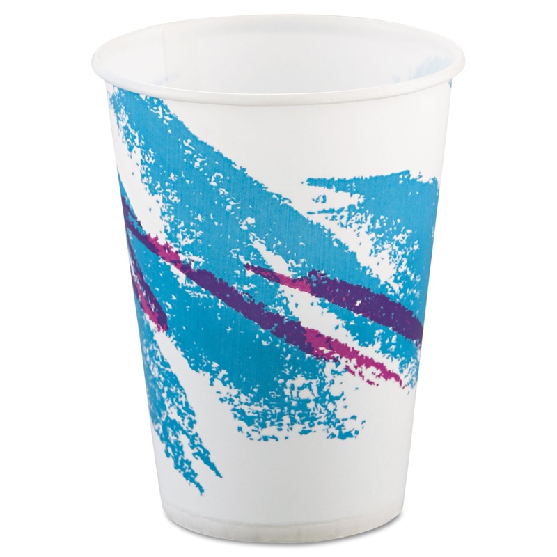 Jazz Waxed Paper Cold Cups, 9oz, Tide Design, 100/pack, 20 Packs/carton