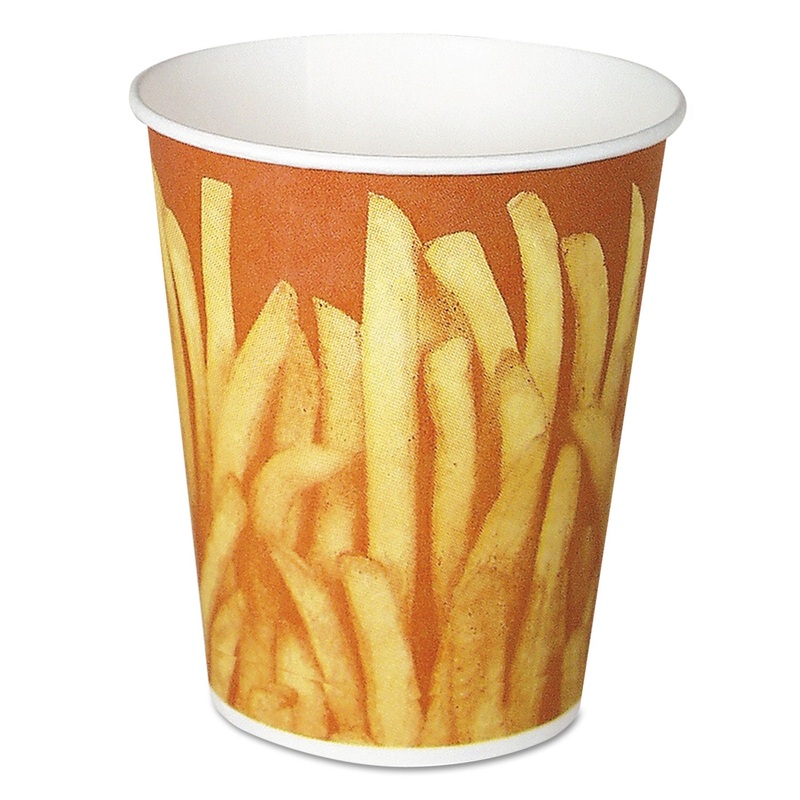 Paper French Fry Cups, 16 Oz,yellow/brown Fry Design, 50/bag, 20 Bag/carton