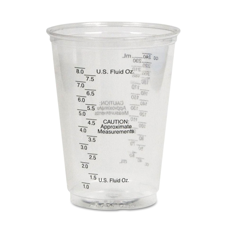 Plastic Medical & Dental Cups, Graduated, 10 Oz, Clear, 50/bag, 20 Bags/carton