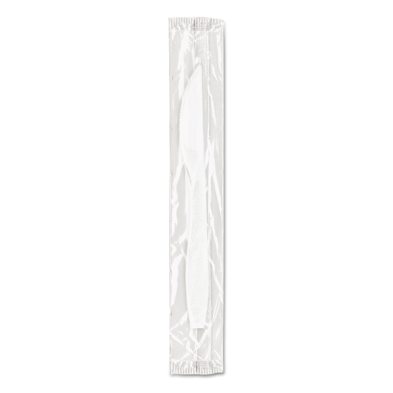 Reliance Medium Heavy Weight Cutlery, Std Size, Knife, Indiv Wrap, White,1000/ct