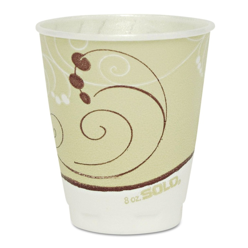 SYMPHONY DESIGN TROPHY FOAM HOT/COLD DRINK CUPS, 8 OZ, BEIGE, 1000/CARTON