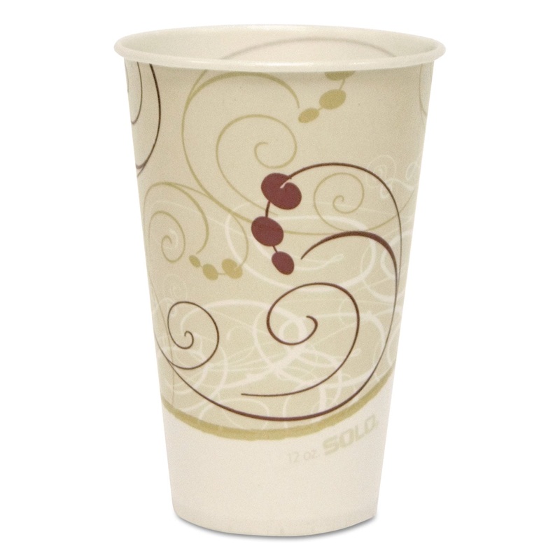 Symphony Treated-Paper Cold Cups, 12oz, White/beige/red, 100/bag, 20 Bags/carton