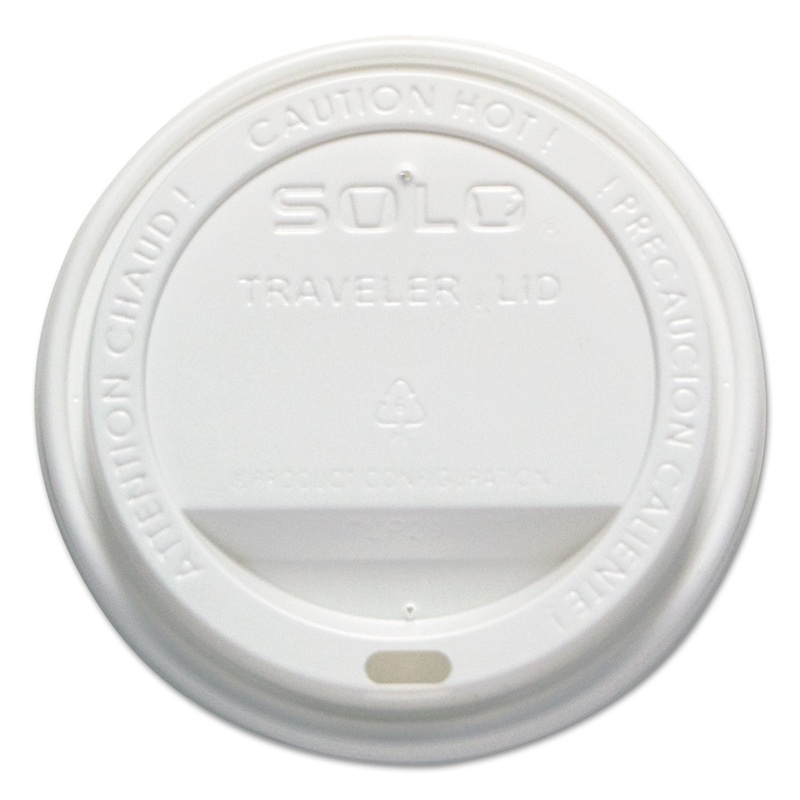 Traveler Drink-Thru Lid, 12-16oz Hot Cups, White, 50/pack, 6 Packs/carton