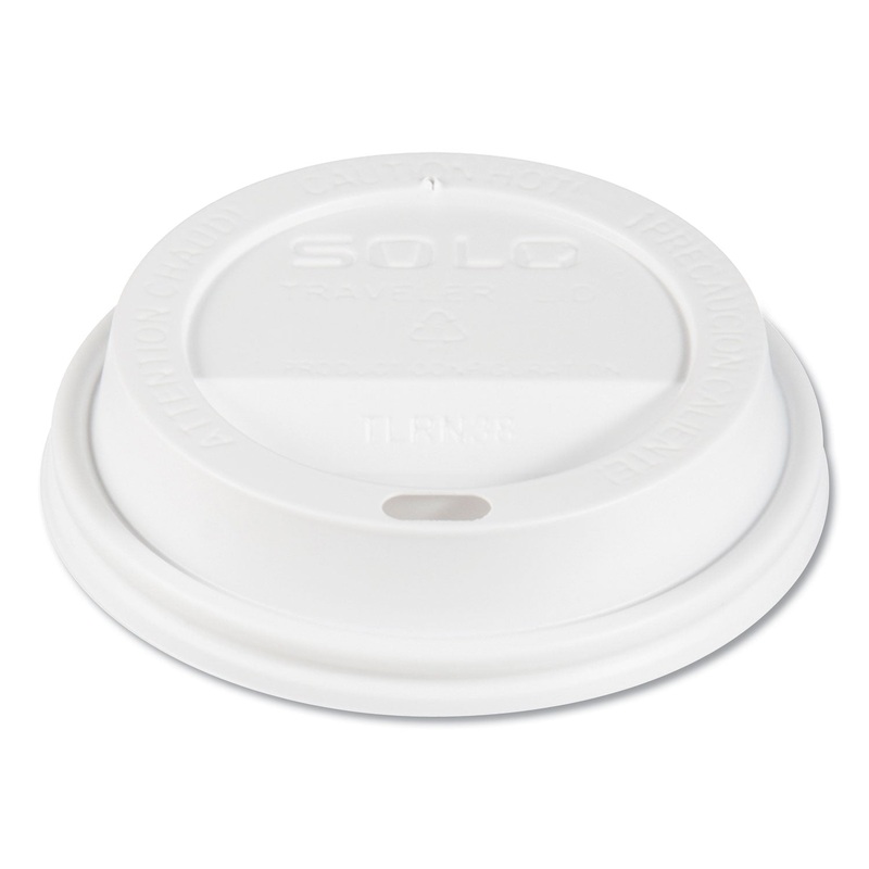 Traveler Drink-Thru Lids, Fits 10oz Cups, White, 100/pack, 10 Packs/carton