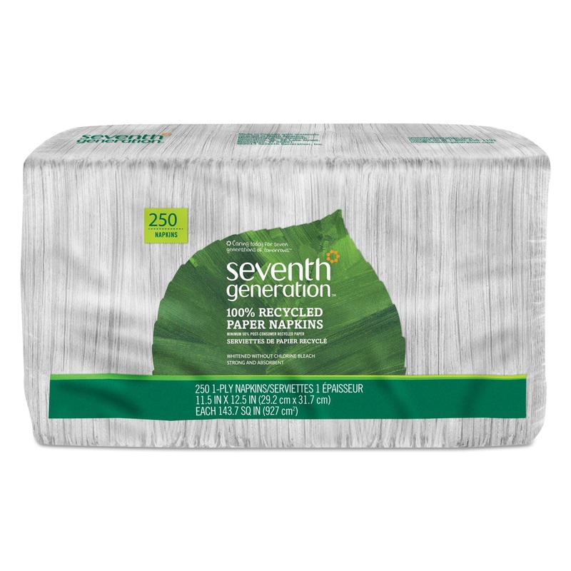 100% Recycled Napkins, 1-Ply, 11 1/2 X 12 1/2, White, 250/pack