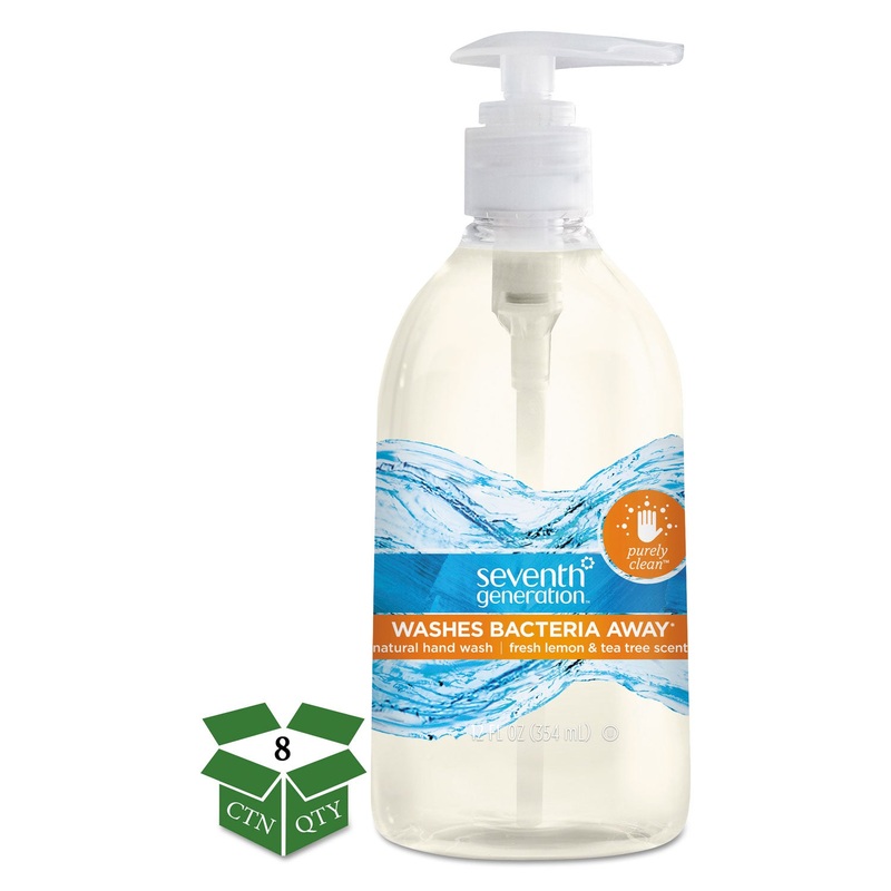 Natural Hand Wash, Purely Clean, Fresh Lemon & Tea Tree, 12 Oz Pump Bottle, 8/ct