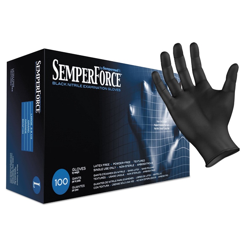 Semperforce Gloves, Black, Large, 1000/carton