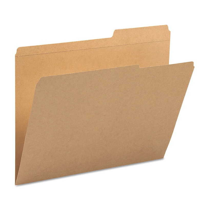 GUIDE HEIGHT REINFORCED HEAVYWEIGHT KRAFT FILE FOLDERS, 2/5-CUT TABS, RIGHT OF CENTER, LETTER SIZE, KRAFT, 100/BOX