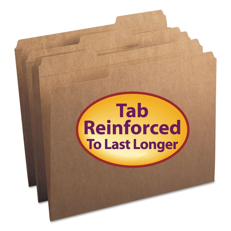 HEAVYWEIGHT KRAFT FILE FOLDERS, 1/3-CUT TABS, LETTER SIZE, 11 PT. KRAFT, 100/BOX