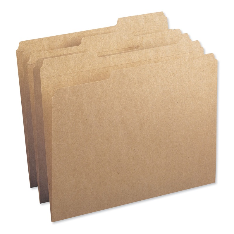 HEAVYWEIGHT KRAFT FILE FOLDERS, 1/3-CUT TABS, LETTER SIZE, 17 PT. KRAFT, 50/BOX