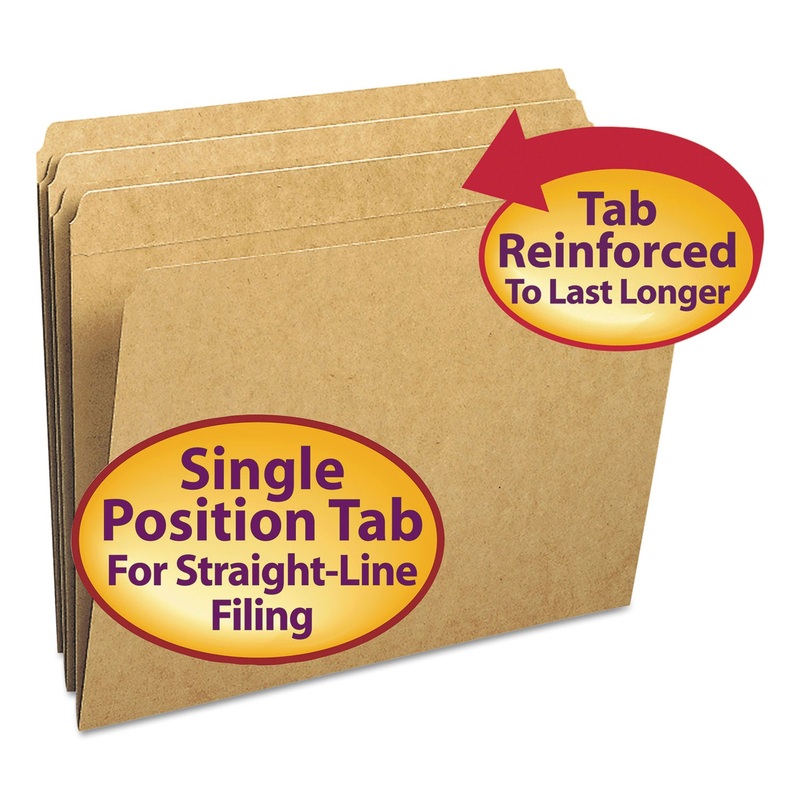 HEAVYWEIGHT KRAFT FILE FOLDERS, STRAIGHT TAB, LETTER SIZE, 11 PT. KRAFT, 100/BOX