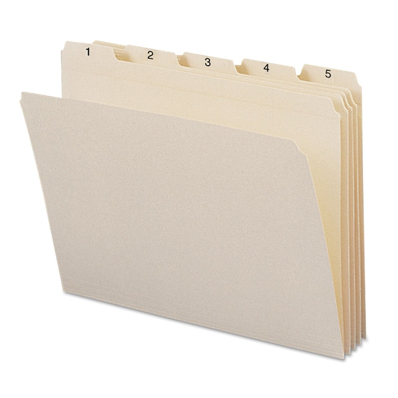 INDEXED FILE FOLDER SETS, 1/5-CUT TABS, 1-31, LETTER SIZE, MANILA, 31/SET
