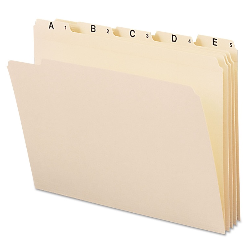 INDEXED FILE FOLDER SETS, 1/5-CUT TABS, A-Z, LETTER SIZE, MANILA, 25/SET
