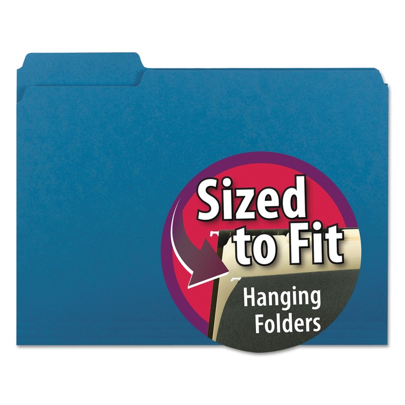INTERIOR FILE FOLDERS, 1/3-CUT TABS, LETTER SIZE, SKY BLUE, 100/BOX