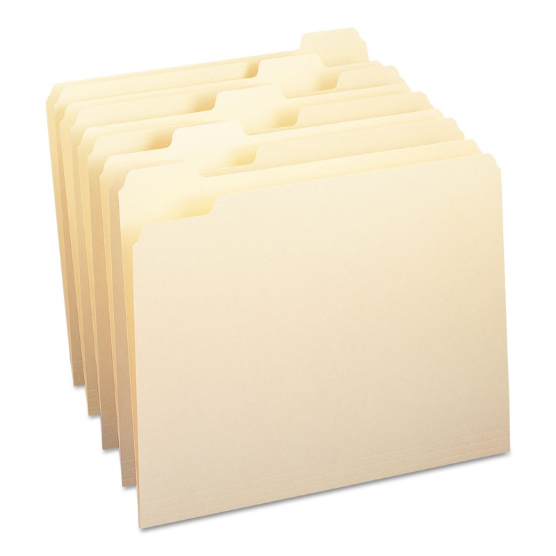 MANILA FILE FOLDERS, 1/5-CUT TABS, LETTER SIZE, 100/BOX