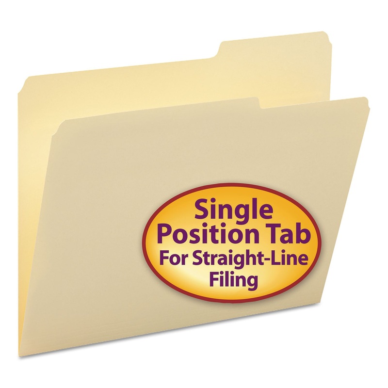 MANILA GUIDE HEIGHT SYSTEMS FILE FOLDERS, 2/5-CUT TABS, RIGHT OF CENTER, LETTER SIZE, 100/BOX