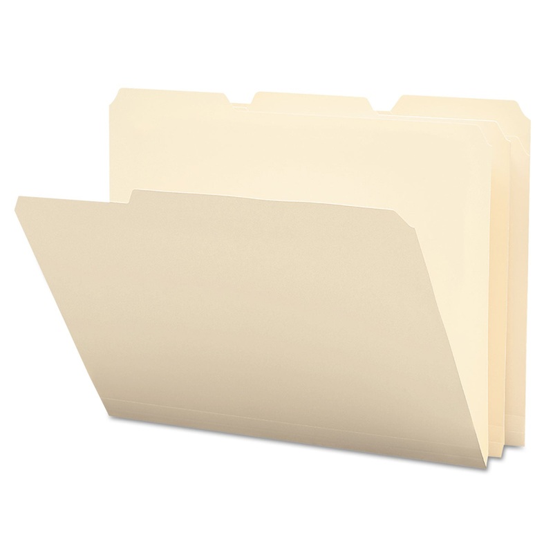 POLY MANILA FOLDERS, 1/3-CUT TABS, LETTER SIZE, 12/PACK