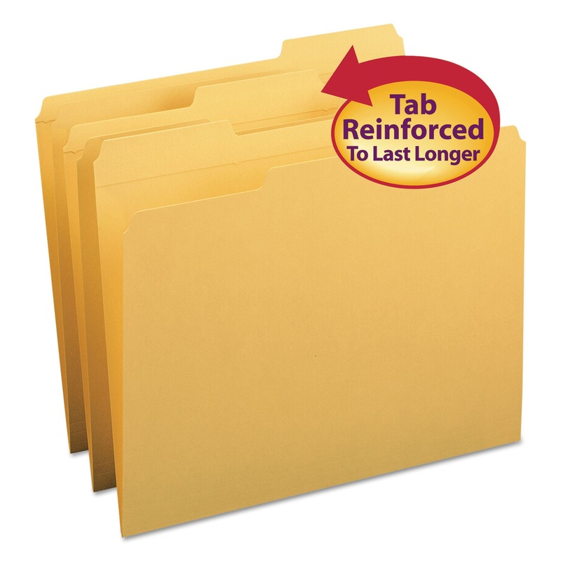 REINFORCED TOP TAB COLORED FILE FOLDERS, 1/3-CUT TABS, LETTER SIZE, GOLDENROD, 100/BOX