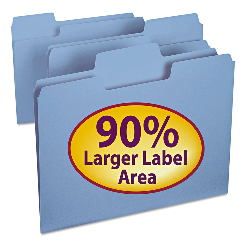 SUPERTAB COLORED FILE FOLDERS, 1/3-CUT TABS, LETTER SIZE, 11 PT. STOCK, BLUE, 100/BOX