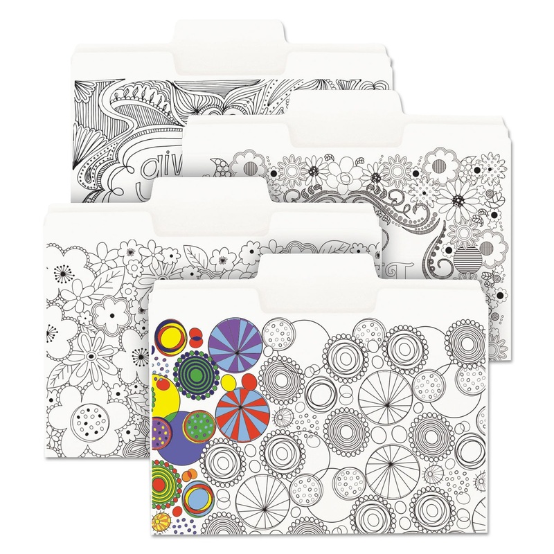 SUPERTAB COLORING FILE FOLDERS, 1/3-CUT TABS, LETTER SIZE, WHITE, 24/PACK
